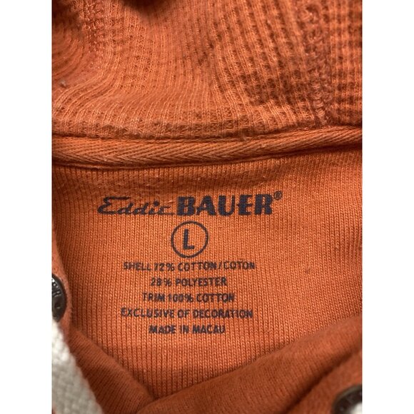 Eddie Bauer Hoodie Men’s Size Large Orange Long Sleeve Pullover - Picture 4 of 11